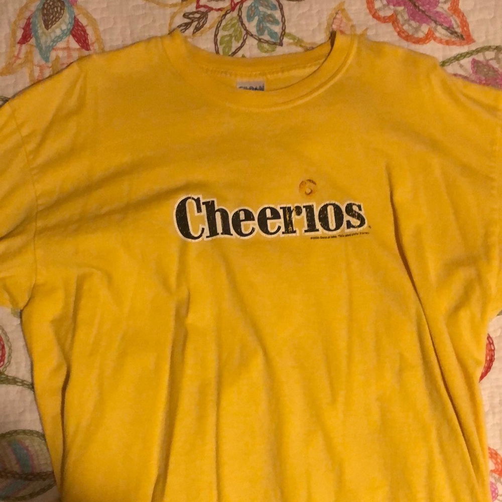 XL, yellow Cheerios t-shirt